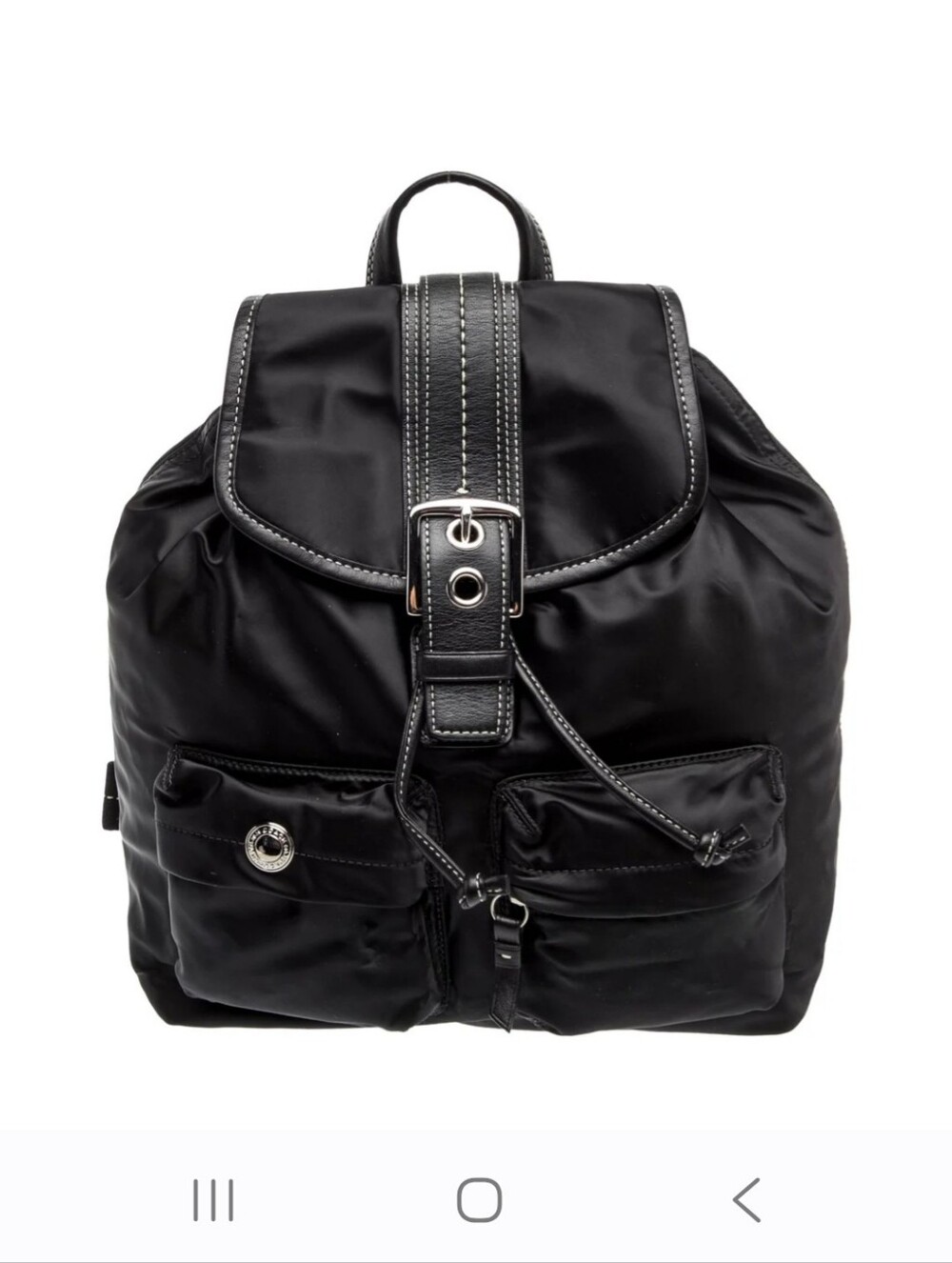 Coach Nylon Backpack Leather Trim Style #L04J-1898 Black Silver Hardware Pockets